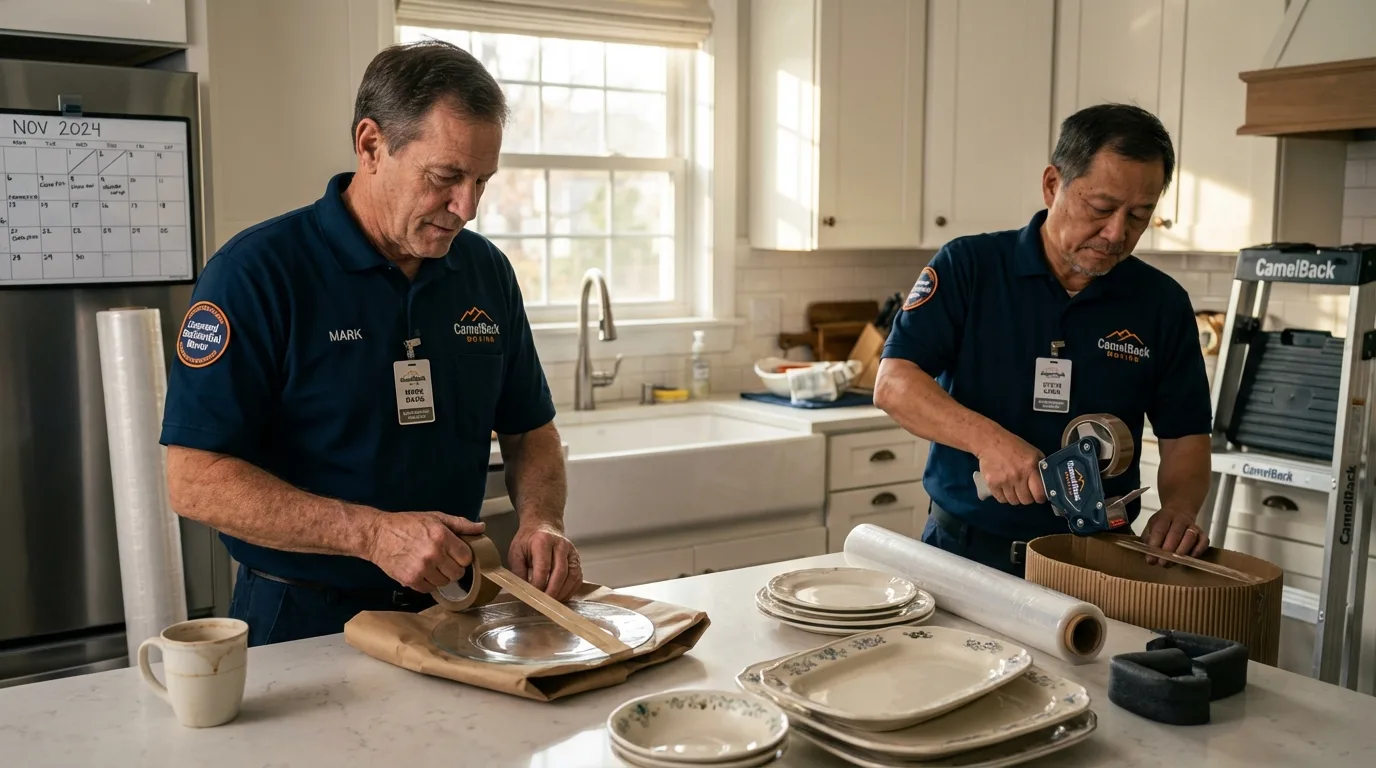 Professional crew packing kitchen dishware in South Pasadena, CA