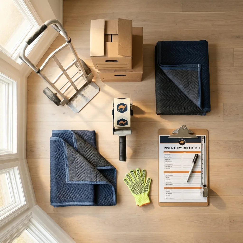 Professional moving supplies and packing materials layout for South Pasadena residential relocations